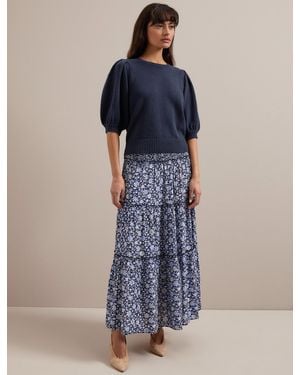 Cefinn Kira Cotton Blend Maxi Skirt - Blue