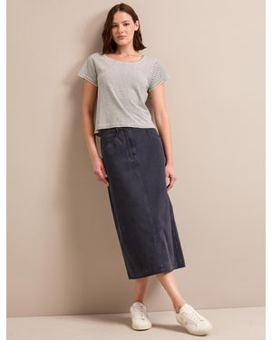 Cefinn Shona Cotton Twill Midi Skirt - Blue