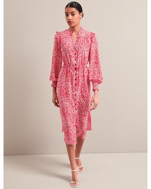 Cefinn Stella Silk Midi Dress - Pink
