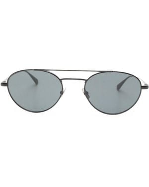 Saint Laurent Occhiali Da Sole Tondi Con Doppio Ponte - Grigio