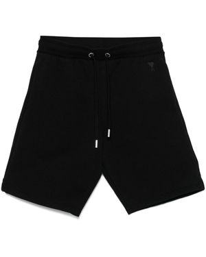 Ami Paris Shorts Con Ricamo Ami De Coeur - Nero