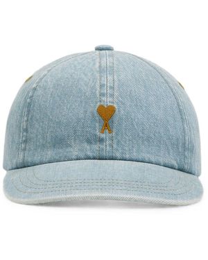 Ami Paris Cappello Da Baseball Denim Ami De Coeur - Blu
