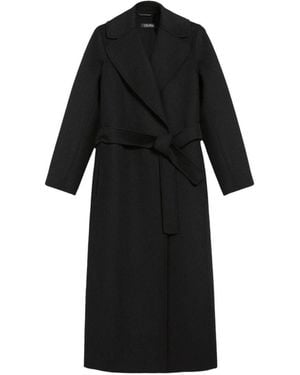 Max Mara Cappotto Poldo Con Cintura - Nero