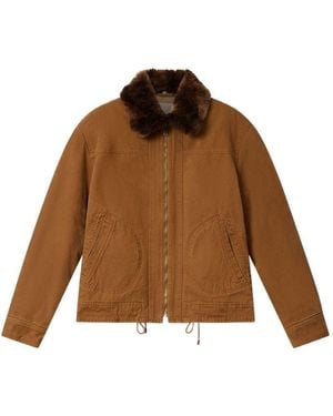 Isabel Marant Giubbotto Amaric Con Colletto Rimovibile - Marrone
