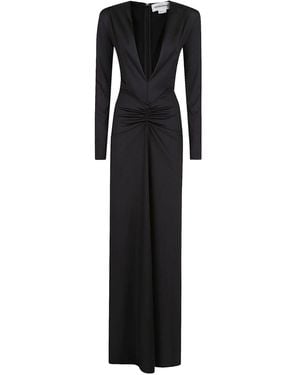 Victoria Beckham Abito Lungo Con Scollo Profondo - Nero