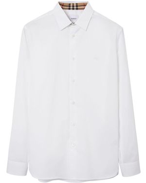 Burberry Camicia Motivo A Quadri Interno Collo - Bianco