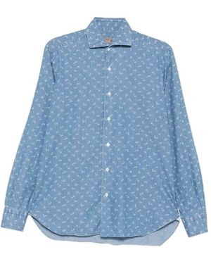 Barba Napoli Camicia Chambre' - Blu