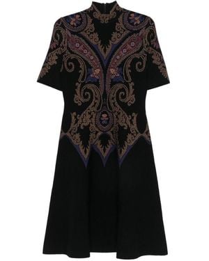 Etro Gonna A Trapezio Con Collo Alto, Maniche Corte - Nero