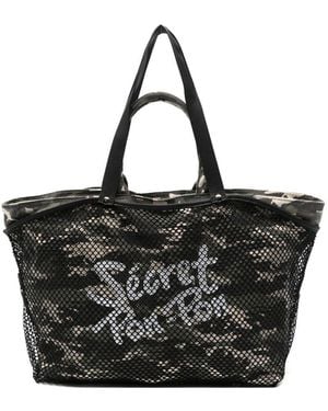 Secret Pon-pon Borsa Tote Grande Con Motivo Mimetico City - Nero