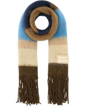 Miu Miu Sciarpa Con Ricamo - Blu