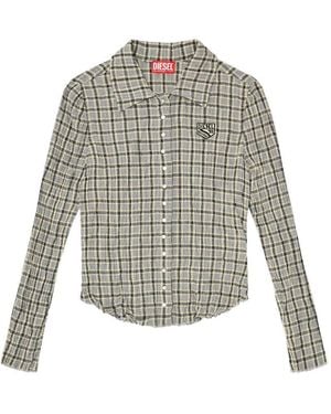 DIESEL Camicia A Quadri Con Effetto Seersucker - Bianco
