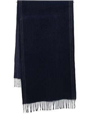 Brunello Cucinelli Sciarpa A Righe Con Frange - Blu