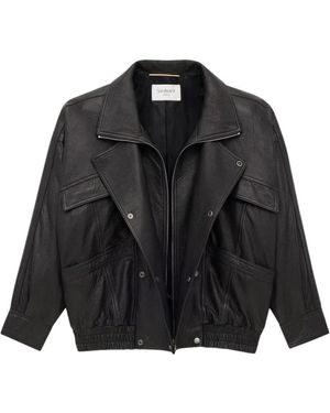 Saint Laurent Bomber Con Collo Ulster - Nero
