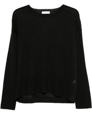 Majestic Maglia Collo Rotondo Manica Lunga - Nero