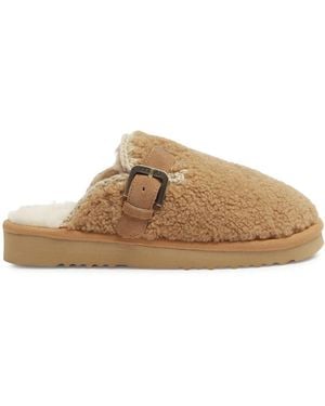 Mou Curly Sheepskin Clog Slipper - Marrone