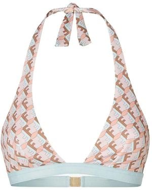Fendi Top Bikini A Triangolo Ff Waves - Bianco