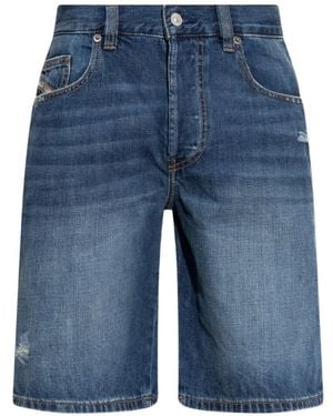 DIESEL Shorts Denim Con Bottoni - Blu