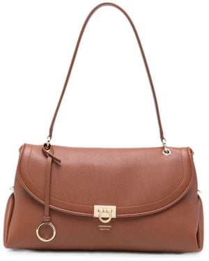 Ferragamo Borsa Tote Gancini - Marrone
