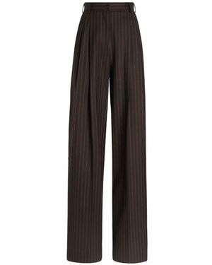 Dolce & Gabbana Pantaloni Gessati Marroni - Nero