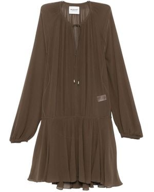 Isabel Marant Abito Con Gonna Plissettata - Marrone