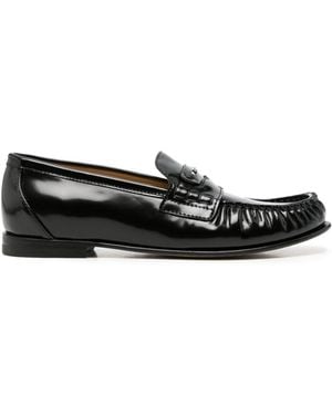 Fendi Mocassini Arricciati Con Placca Logo Scrunch - Nero