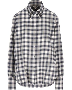 Barena Camicia Nera/Avorio A Quadri - Bianco