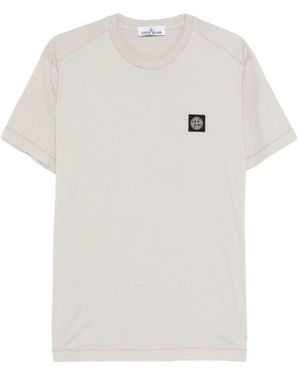 Stone Island Maglietta Girocollo Con Logo - Bianco