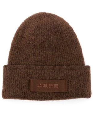Jacquemus Berretto Con Applicazione Logo - Marrone