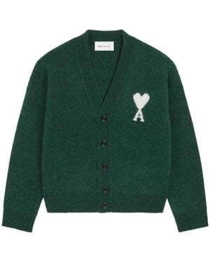 Ami Paris Cardigan Ami De Coeur - Verde