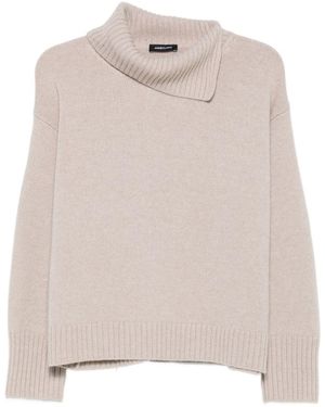 Anneclaire Maglione Asimmetrico A Collo Alto - Bianco