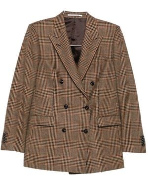 Tagliatore Blazer Doppiopetto A Quadri - Marrone