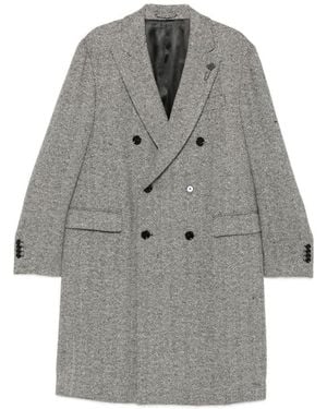 Lardini Cappotto Doppiopetto Con Motivo A Spina Di Pesce - Grigio