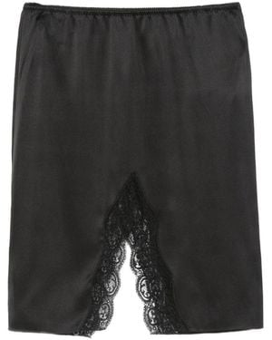 Saint Laurent Gonna Sottoveste Con Spacco - Nero