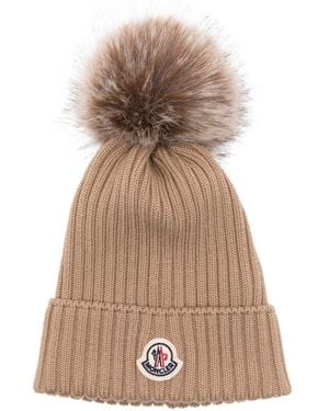 Moncler Berretto Con Pompon - Neutro