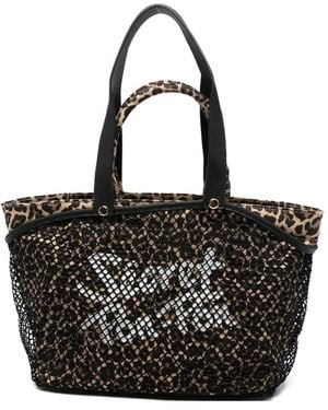 Secret Pon-pon Borsa A Spalla City Tote M Leopard - Nero