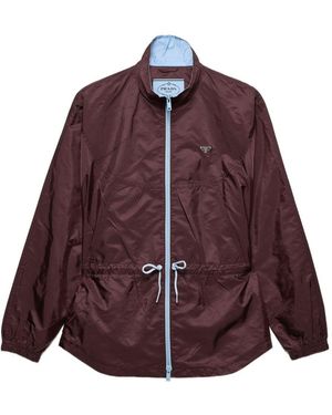 Prada Giacca Con Logo Triangolare E Collo Alto - Viola