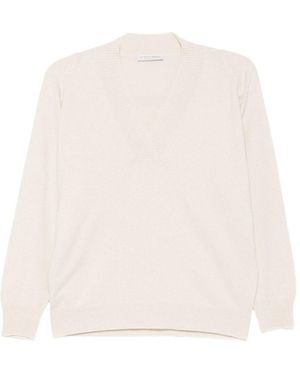 Le Tricot Perugia Maglione A Coste Con Scollo A V - Neutro