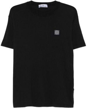 Stone Island Maglietta Girocollo Con Logo - Nero