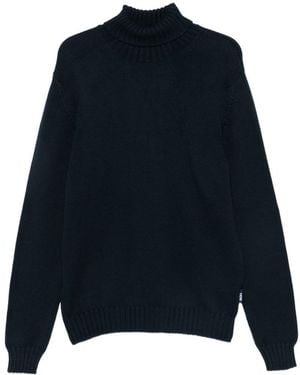 Add Maglione A Collo Alto Con Bordi A Coste - Blu