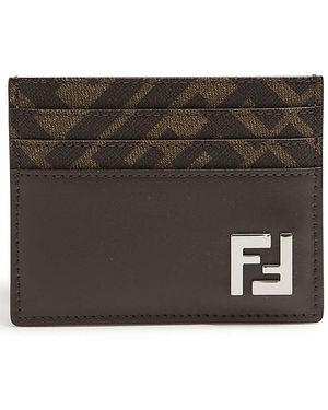 Fendi Portacarte Con Placca Ff - Nero
