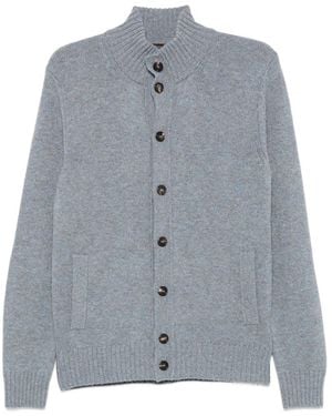 Zanone Cardigan A Collo Alto - Blu