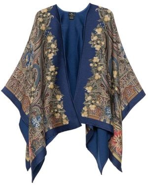 Etro Mantella Con Stampa Paisley - Blu