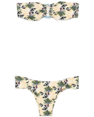 Anjuna Bikini A Fascia Con Stampa Di Palme - Metallizzato