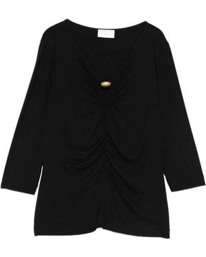 Clips T-Shirt Con Scollo A V E Arricciatura - Nero