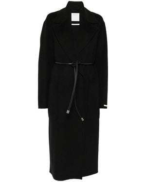 Sportmax Cappotto Zannata Con Cintura - Nero