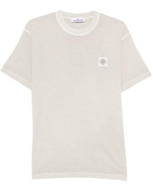 Stone Island Maglietta Girocollo Con Logo - Bianco