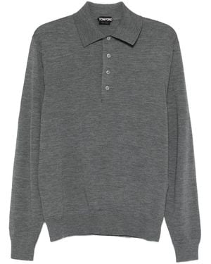 Tom Ford Polo A Maniche Lunghe-Uomo - Grigio