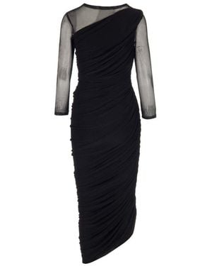 Norma Kamali Mesh Paneled Asymmetrical Dress - Black