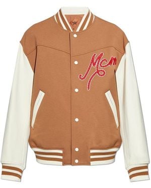MCM Logo Embroidered Varsity Jacket - Brown