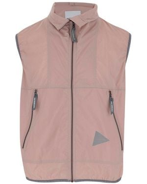 and wander Logo Printed Cargo Vest - Pink
